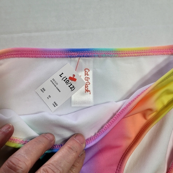 Cat & Jack, Size Lrg  (10/12), Ombre Midrise Bikini Rainbow - Picture 3 of 6